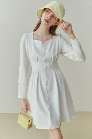 Fansilanen | Prima White Button Mini Dress