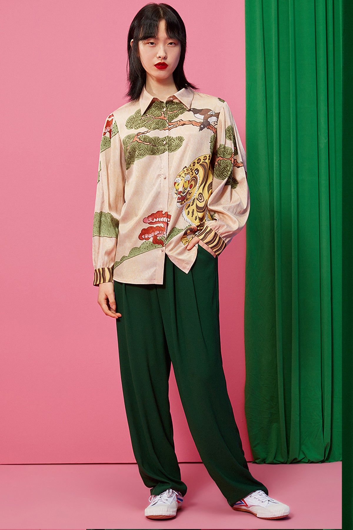 Mukzin | Tiger Painting Oversized Shirt - Jade In The Shadow